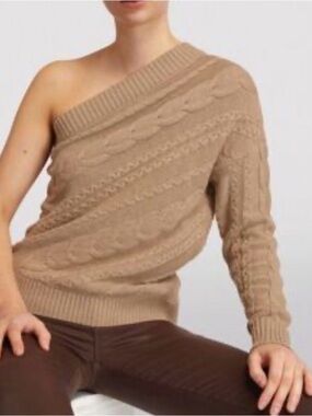 MILLY cable knit one shoulder sweater P 0 2
